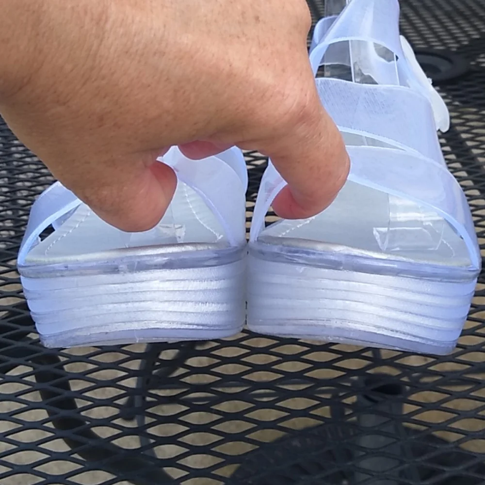 Clear platform‎ sandals size 8
